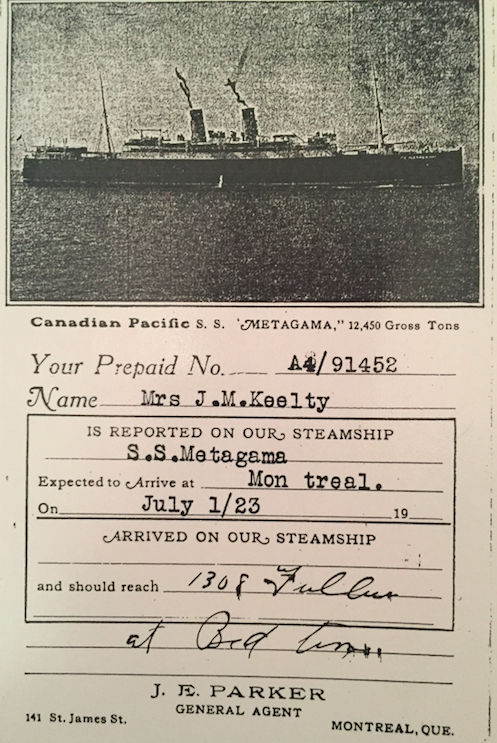 Nan K Steamship ticket
